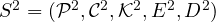 S^2=({\cal P}^2,{\cal C}^2,{\cal K}^2,E^2,D^2)